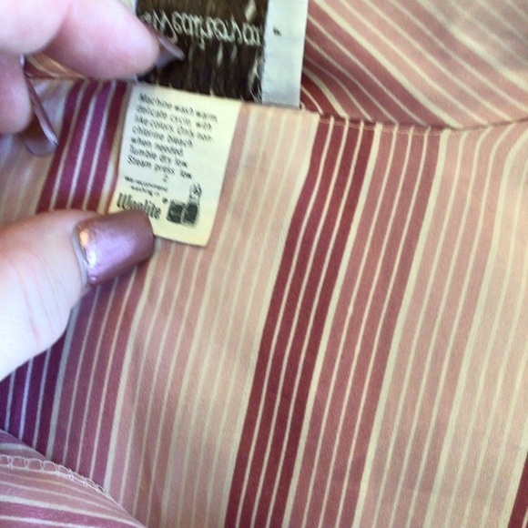 Weathervane Womens Vintage Pink Striped Neck Tie ILGWU Secretary Blouse Size 14 - Picture 7 of 7